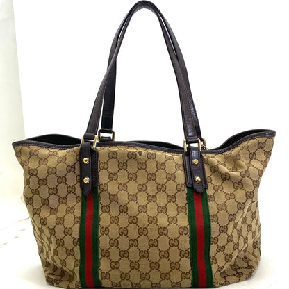 Gucci GG Canvas Tote Webbing Line Brown — view 2