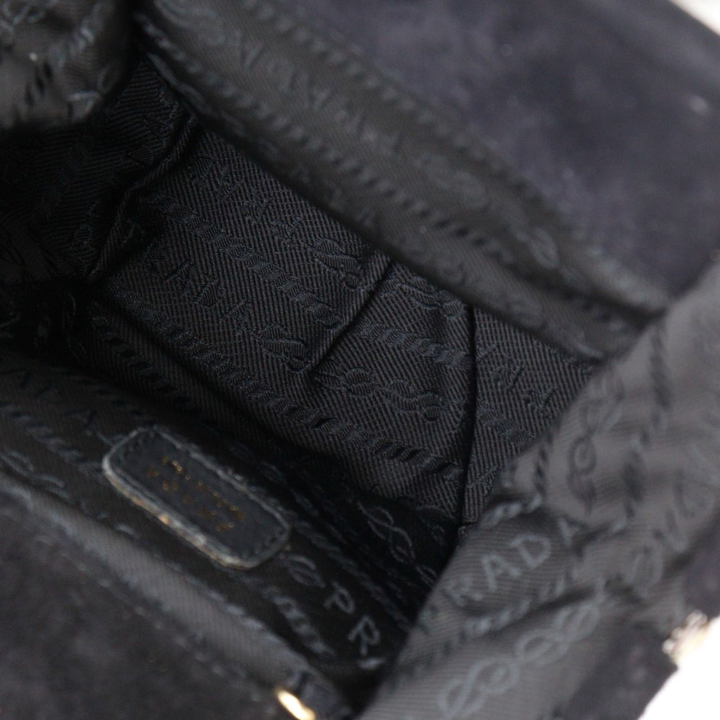 Prada Logo Kiss Lock 2-Way Clutch Satin Black — view 6