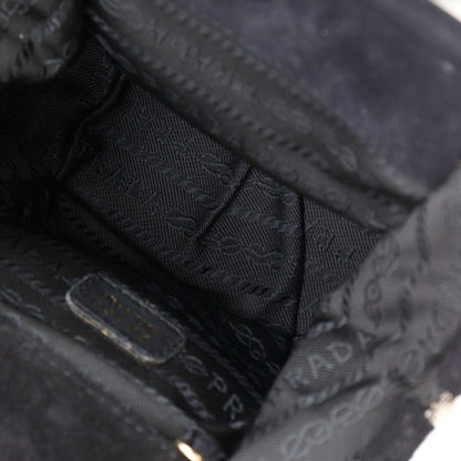 Prada Logo Kiss Lock 2-Way Clutch Satin Black — view 6