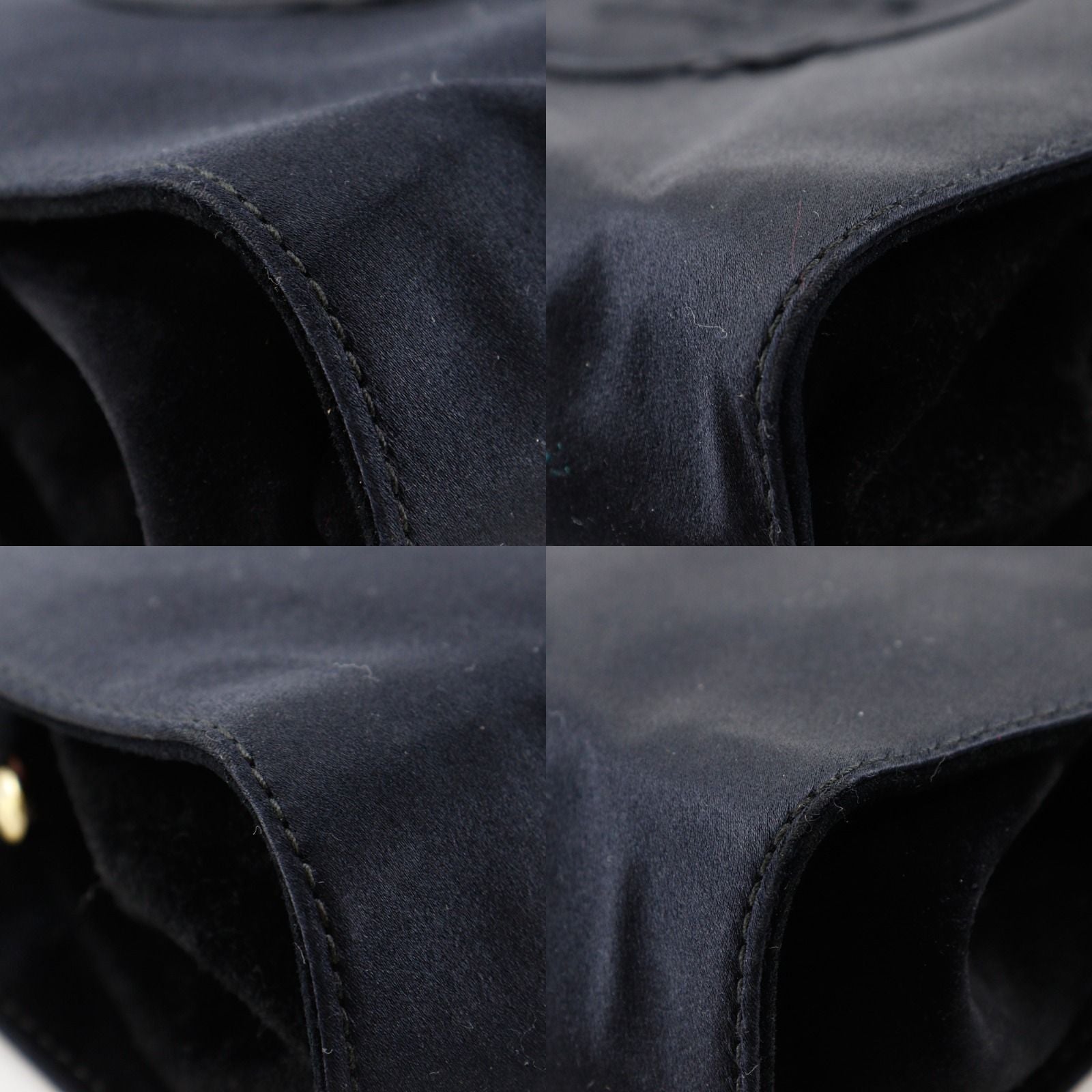 Prada Logo Kiss Lock 2-Way Clutch Satin Black — view 4