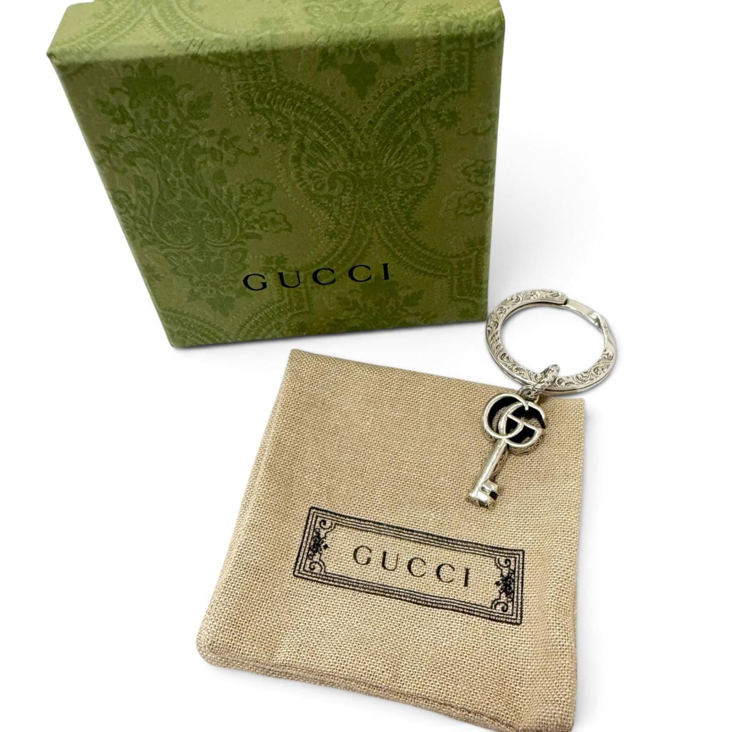 Gucci Double Key Motif Bag Charm Key Holder Silver — view 2