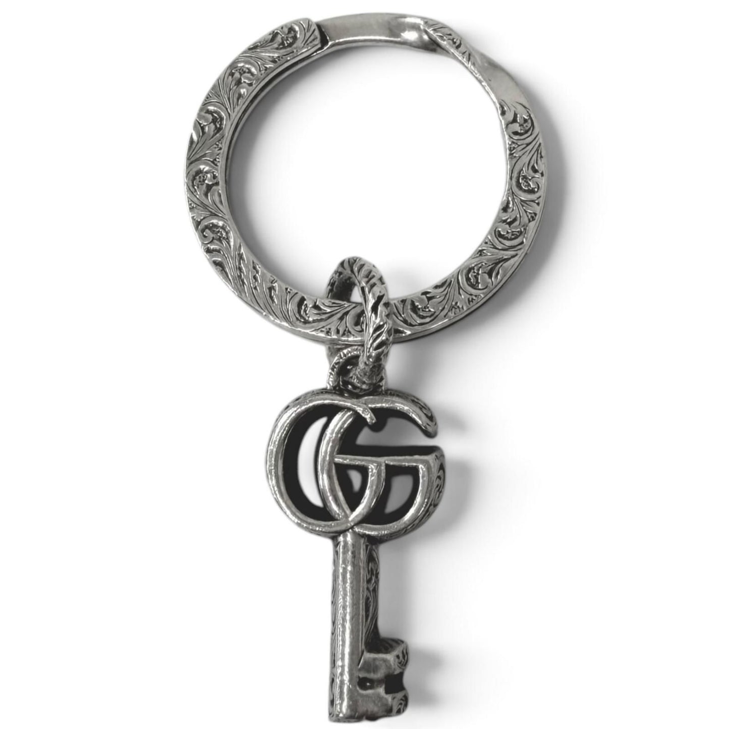 Gucci Double Key Motif Bag Charm Key Holder Silver