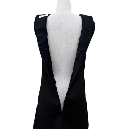 Celine Wool Silk Mixed Triomphe Gold Button Sleeveless Dress Black 34 French — view 5