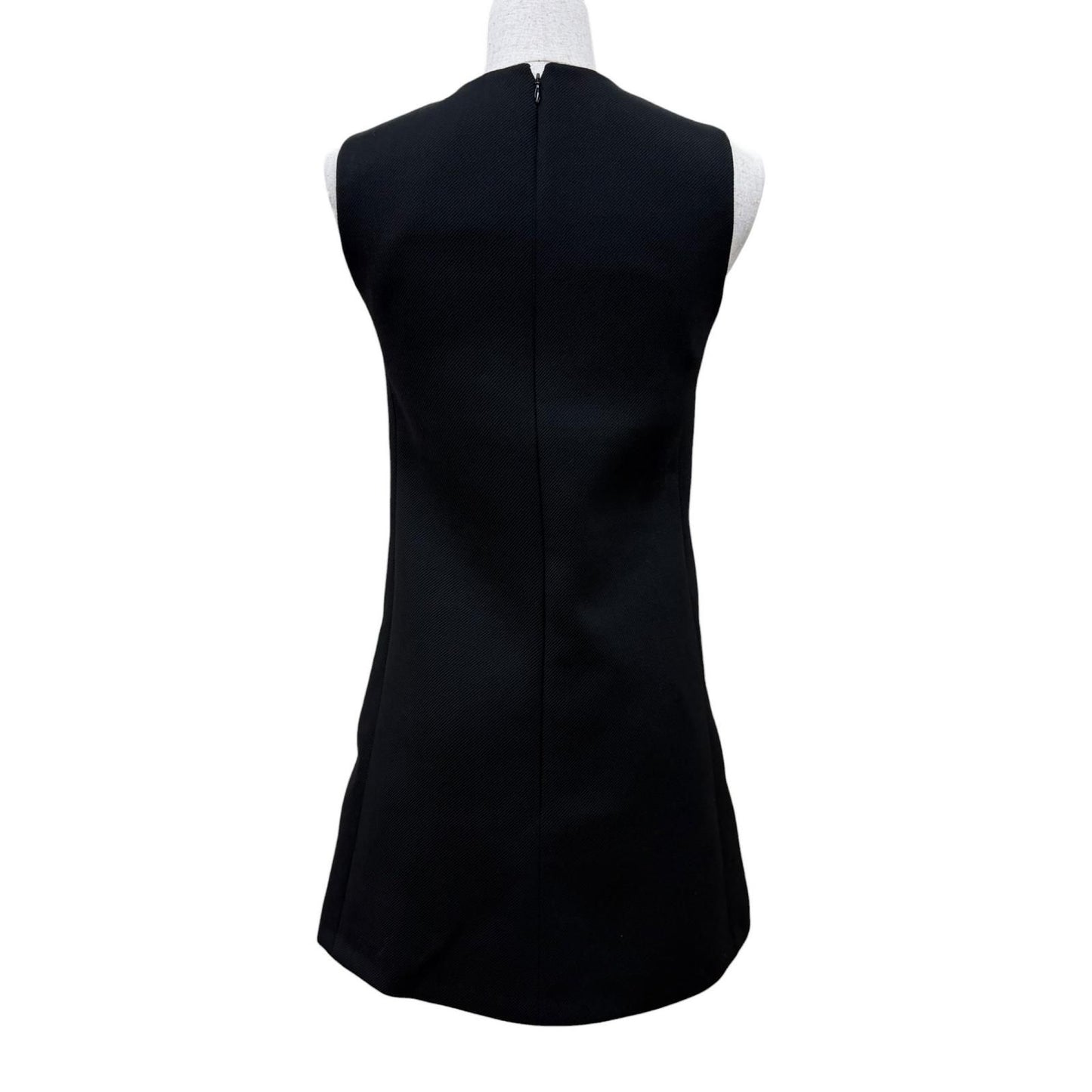 Celine Wool Silk Mixed Triomphe Gold Button Sleeveless Dress Black 34 French — view 4