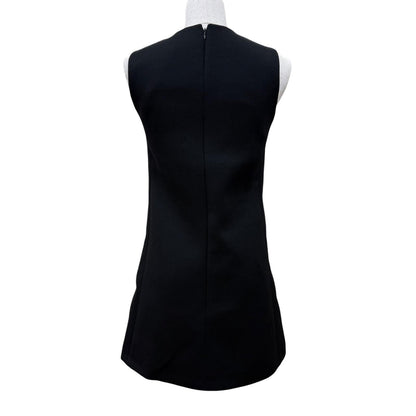 Celine Wool Silk Mixed Triomphe Gold Button Sleeveless Dress Black 34 French — view 4