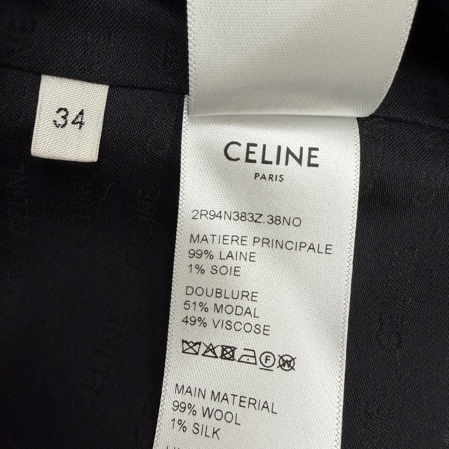 Celine Wool Silk Mixed Triomphe Gold Button Sleeveless Dress Black 34 French — view 9