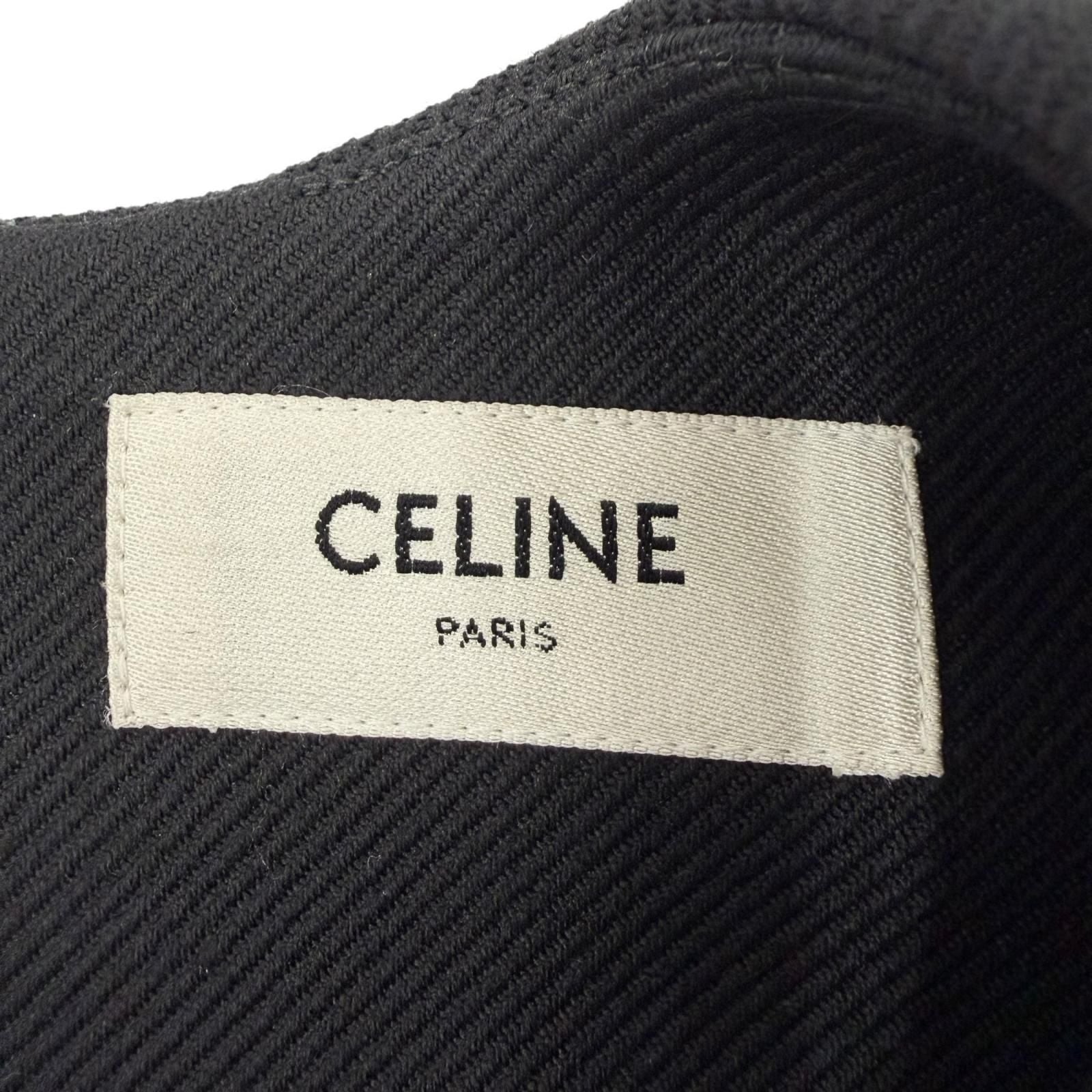 Celine Wool Silk Mixed Triomphe Gold Button Sleeveless Dress Black 34 French — view 7