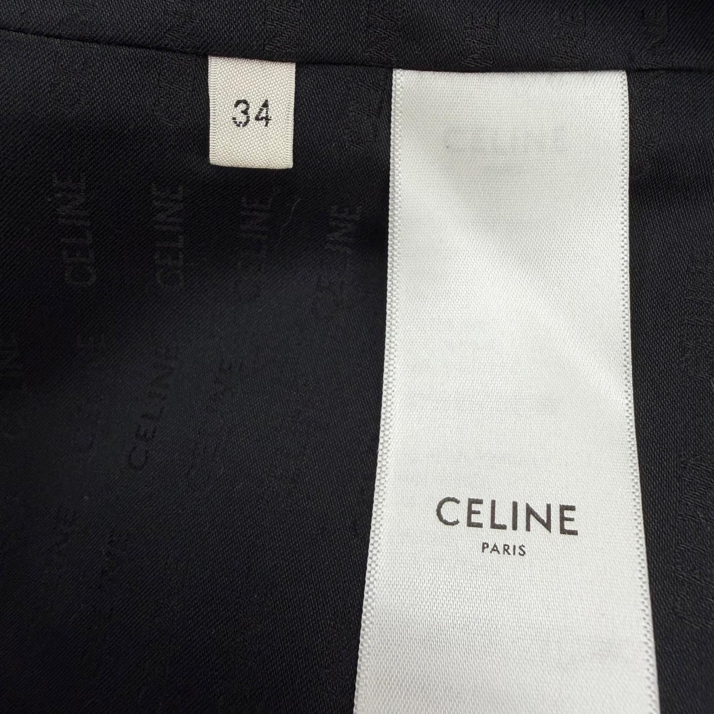 Celine Wool Silk Mixed Triomphe Gold Button Sleeveless Dress Black 34 French — view 8