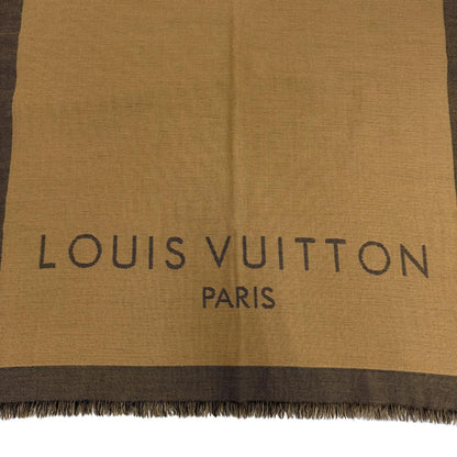 Louis Vuitton Wool Cashmere Logo with Fringe Large Shawl Brown Scarf — view 7