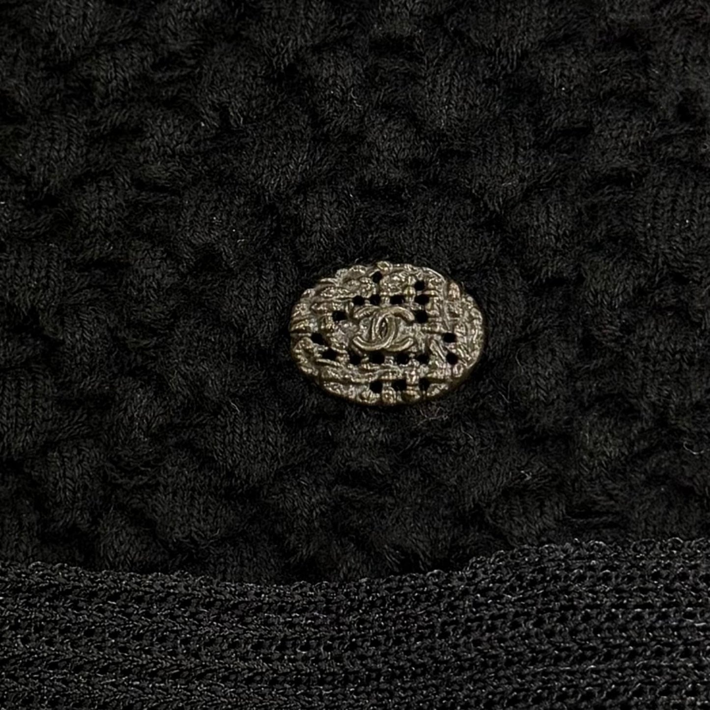 Chanel Wool Here Button Boat Neck Knit Long Sleeve Dress Black 36 — view 5