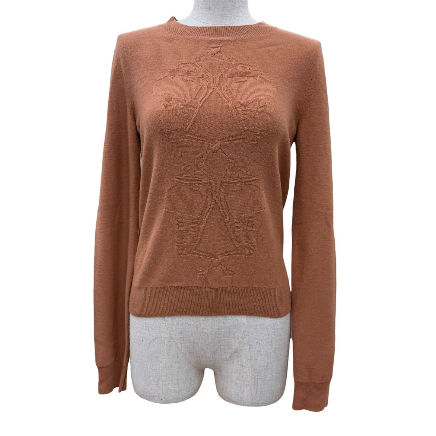 Hermes Brides de Gala Brid du Bridg Virgin Wool Cashmere Long Sleevenit Orange