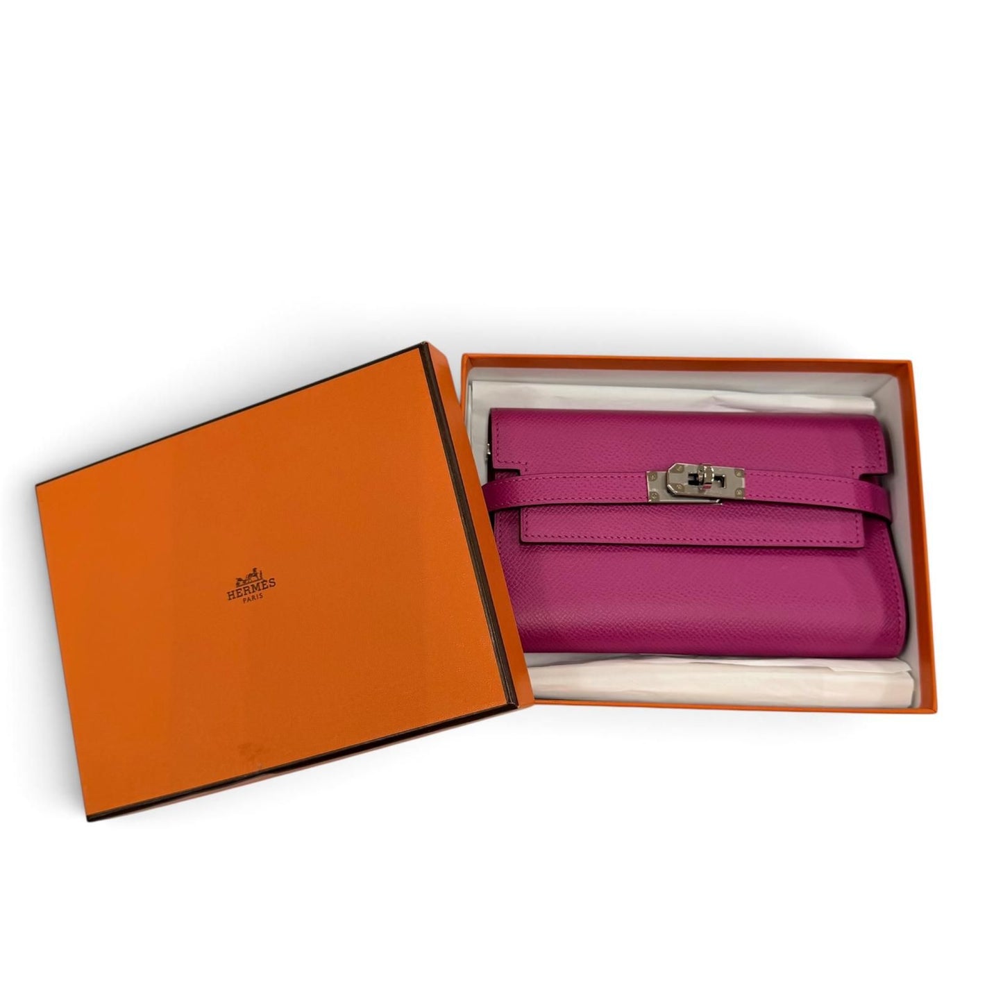 Hermes Kelly Wallet Veau Epsom Rose Purple Silver Compact — view 2