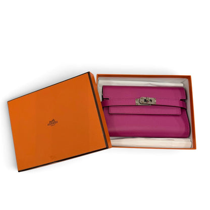 Hermes Kelly Wallet Veau Epsom Rose Purple Silver Compact — view 2