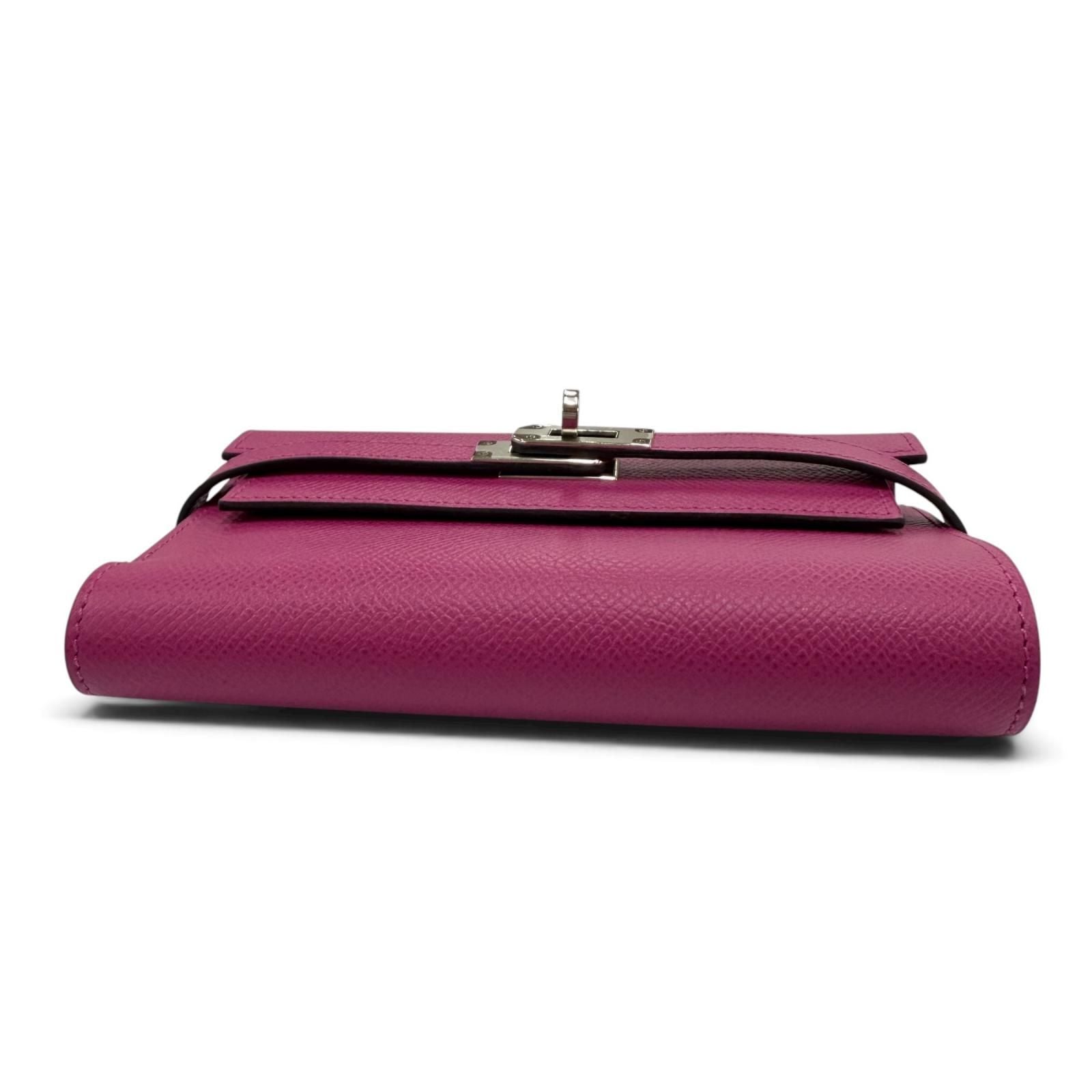 Hermes Kelly Wallet Veau Epsom Rose Purple Silver Compact — view 4