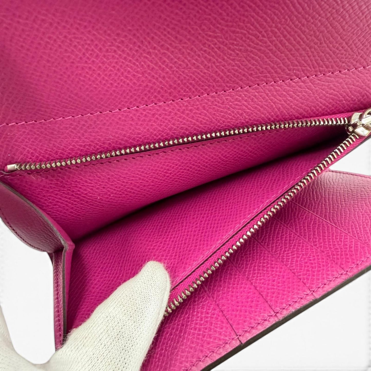 Hermes Kelly Wallet Veau Epsom Rose Purple Silver Compact — view 7