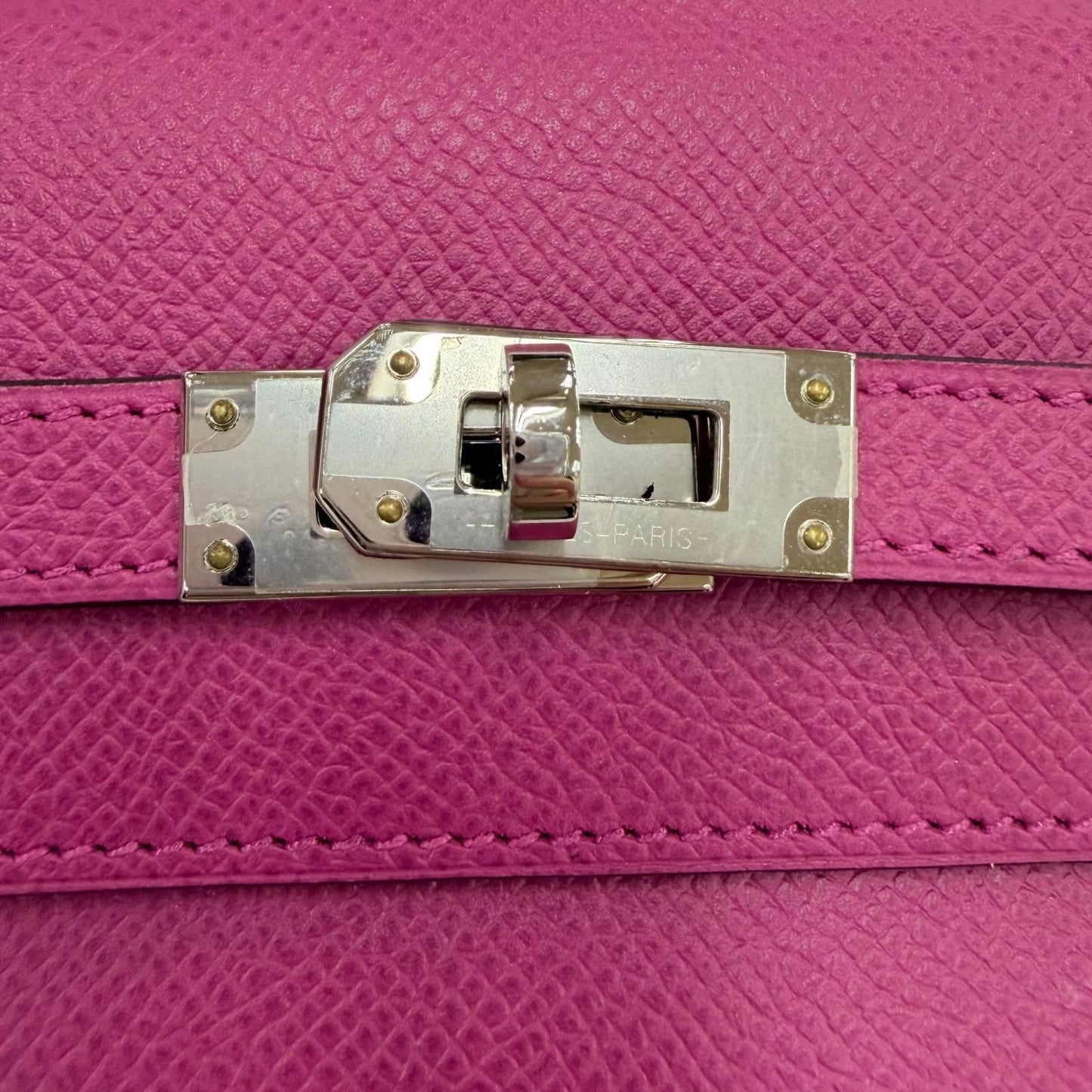 Hermes Kelly Wallet Veau Epsom Rose Purple Silver Compact — view 9