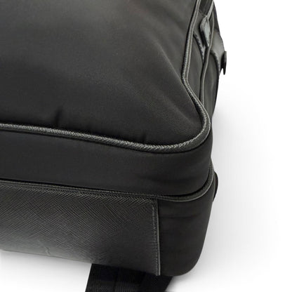 Prada Triangle Logo Re-Nylon Saffiano Leather Backpack with Day Pack Black — view 8