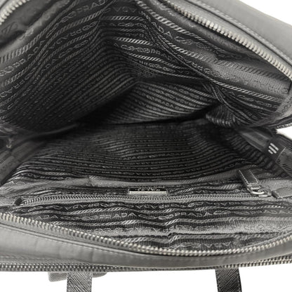 Prada Triangle Logo Re-Nylon Saffiano Leather Backpack with Day Pack Black — view 7