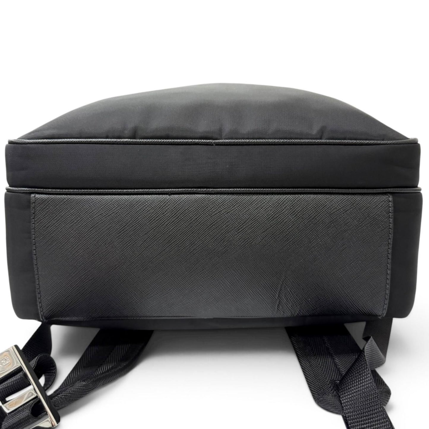 Prada Triangle Logo Re-Nylon Saffiano Leather Backpack with Day Pack Black — view 6