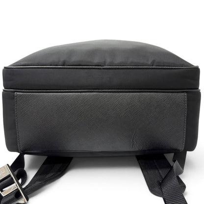 Prada Triangle Logo Re-Nylon Saffiano Leather Backpack with Day Pack Black — view 6