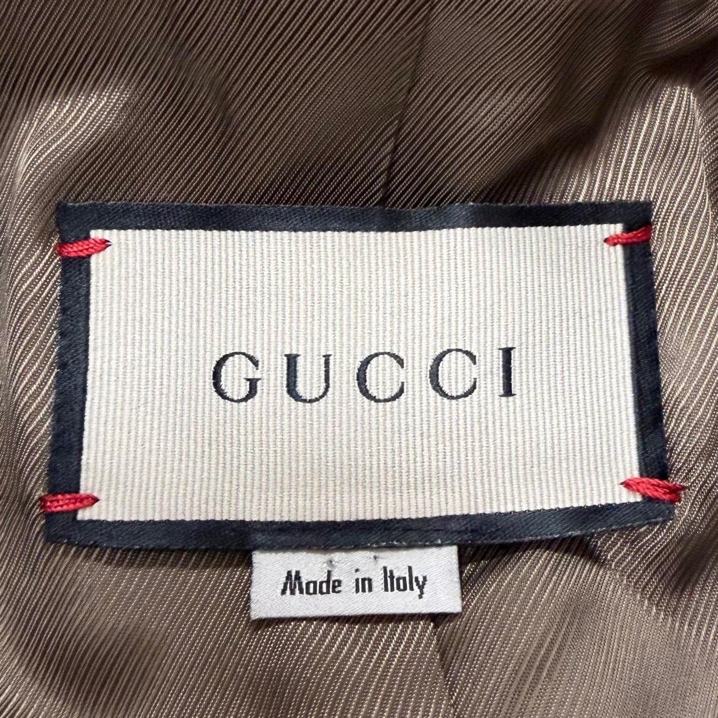 Gucci Wool Herringbone Pattern Double B Ted Chesterfield Long Coat Brown 46 — view 7