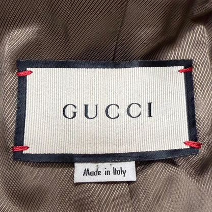 Gucci Wool Herringbone Pattern Double B Ted Chesterfield Long Coat Brown 46 — view 7