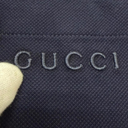 Gucci Logo Embro Cotton Pike Short Sleeve Polo Shirt Top Navy Bordeaux XS — view 5