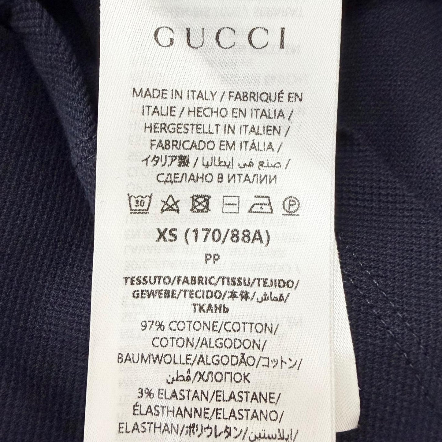 Gucci Logo Embro Cotton Pike Short Sleeve Polo Shirt Top Navy Bordeaux XS — view 7