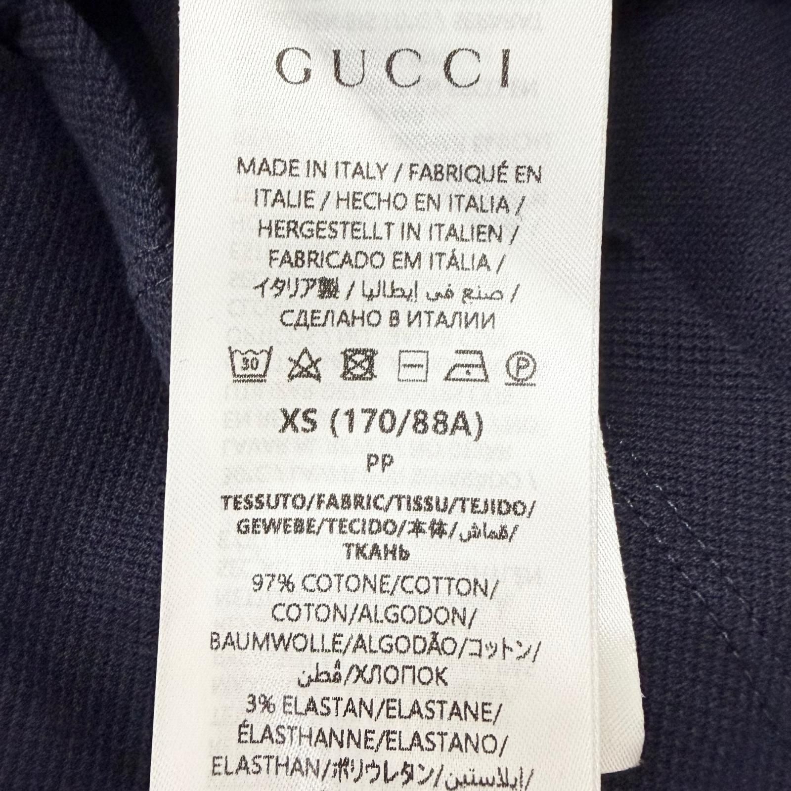Gucci Logo Embro Cotton Pike Short Sleeve Polo Shirt Top Navy Bordeaux XS — view 7