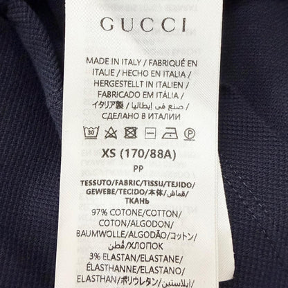 Gucci Logo Embro Cotton Pike Short Sleeve Polo Shirt Top Navy Bordeaux XS — view 7
