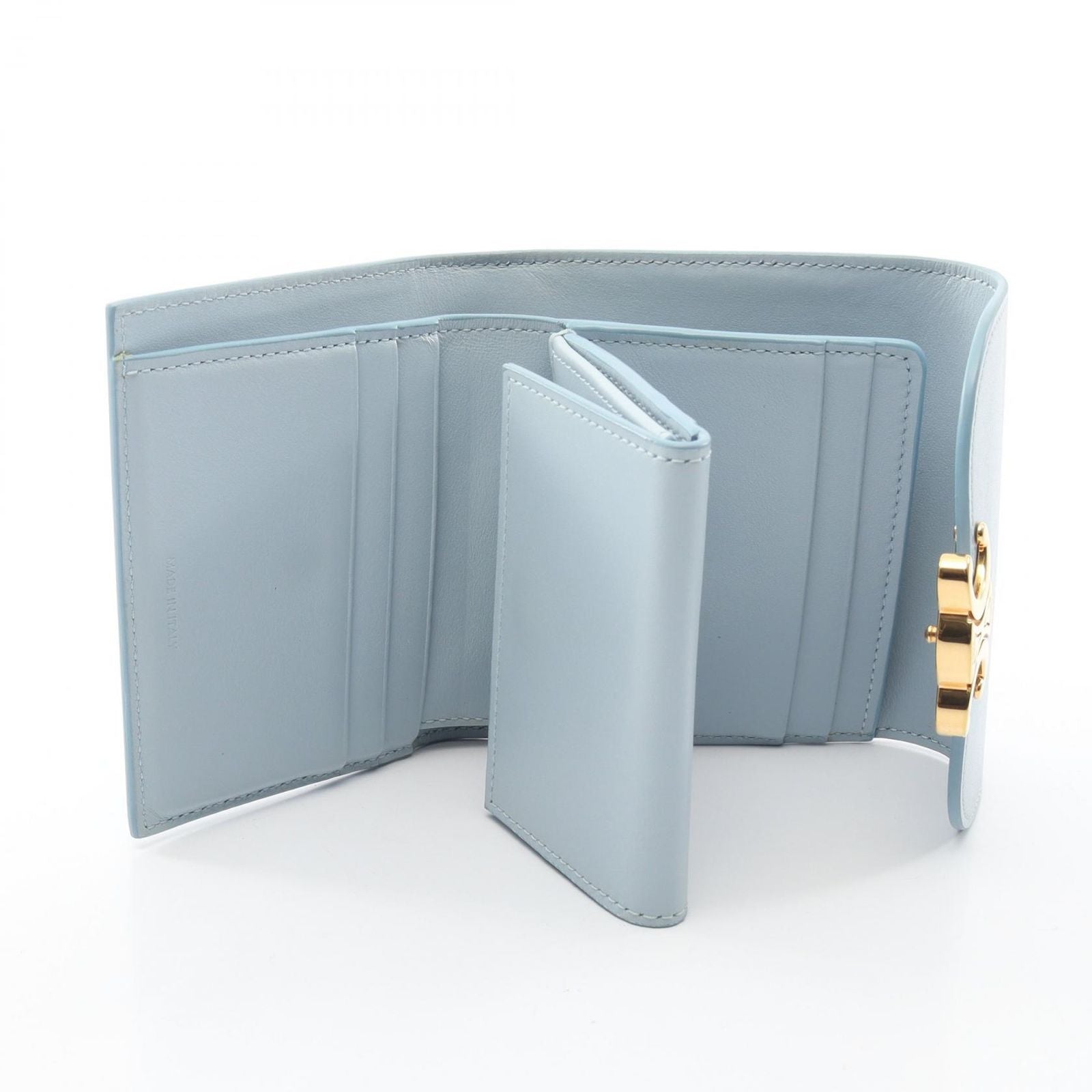 Celine Trifold Wallet Triomphe Small Flap 783 Dpv Light Blue Leather — view 3