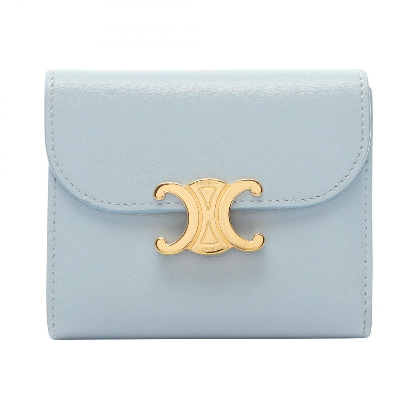 Celine Trifold Wallet Triomphe Small Flap 783 Dpv Light Blue Leather