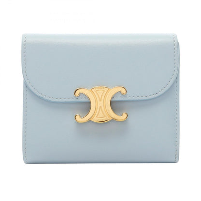 Celine Trifold Wallet Triomphe Small Flap 783 Dpv Light Blue Leather
