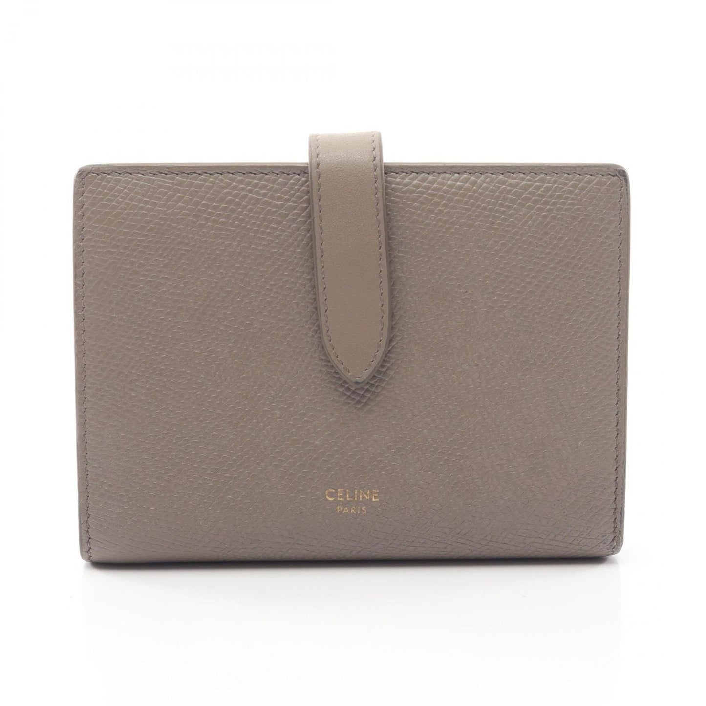 Celine Bifold Wallet Strap 10 643 Gray Beige Leather