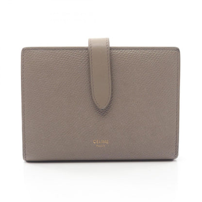 Celine Bifold Wallet Strap 10 643 Gray Beige Leather