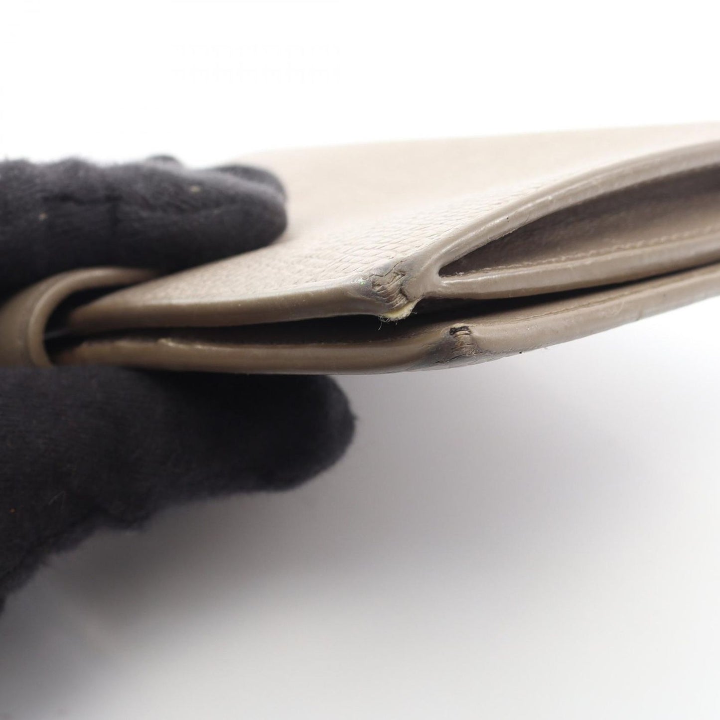 Celine Bifold Wallet Strap 10 643 Gray Beige Leather — view 9