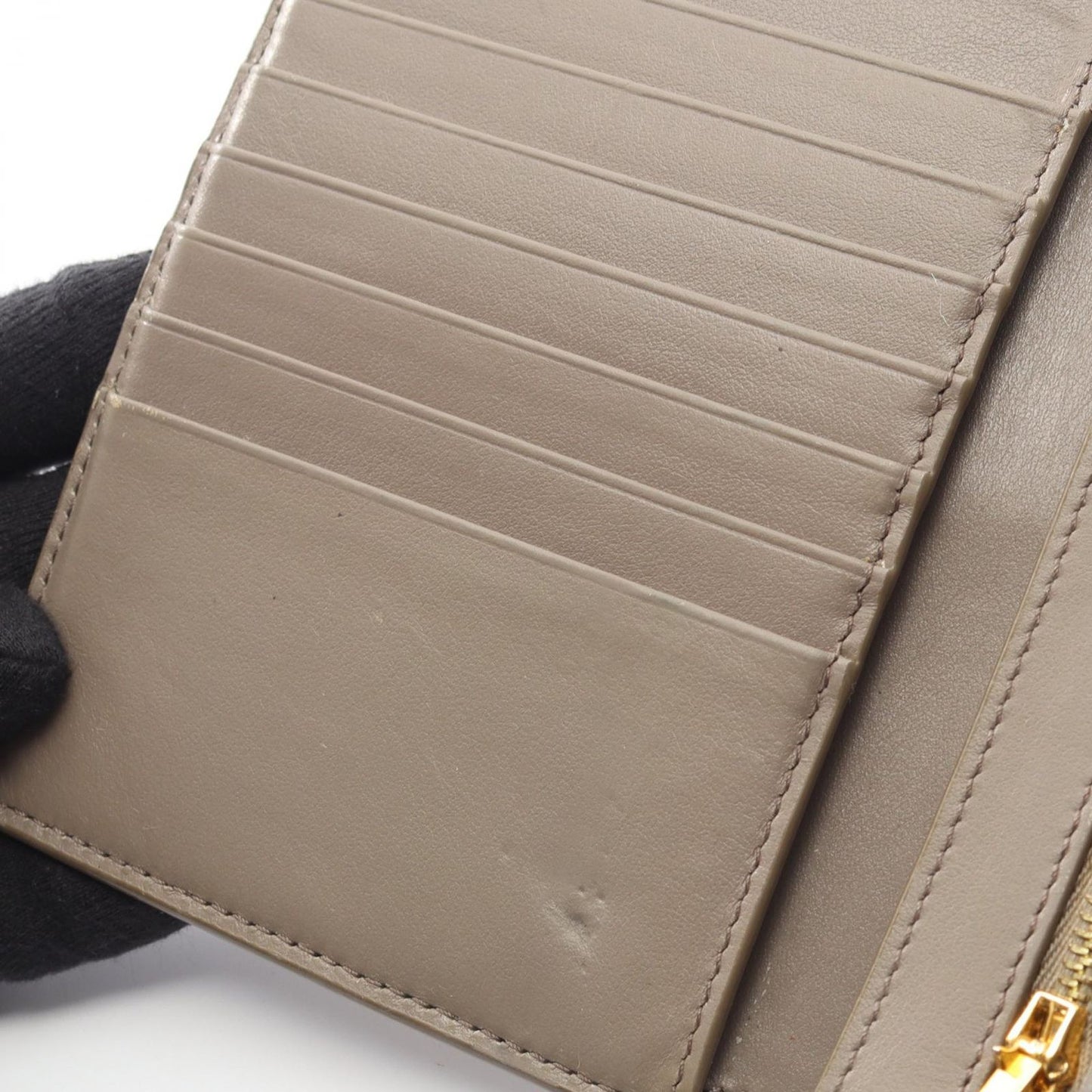 Celine Bifold Wallet Strap 10 643 Gray Beige Leather — view 5