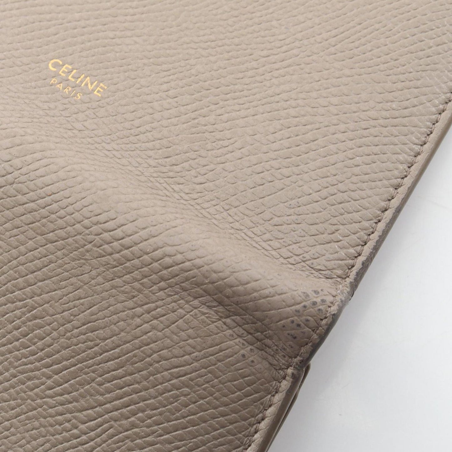 Celine Bifold Wallet Strap 10 643 Gray Beige Leather — view 7