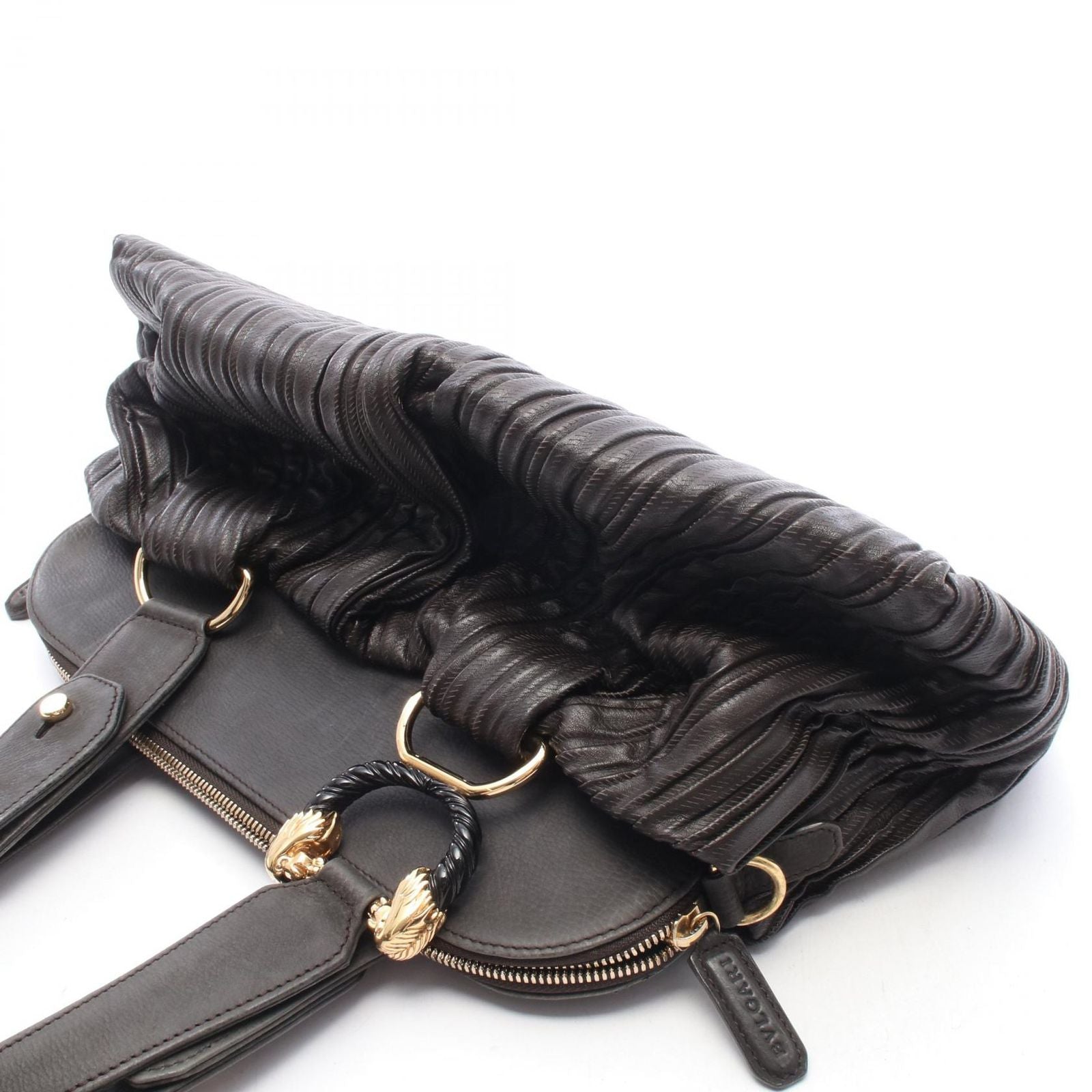 Bvlgari Handbag Leoni Dark Brown Leather — view 8