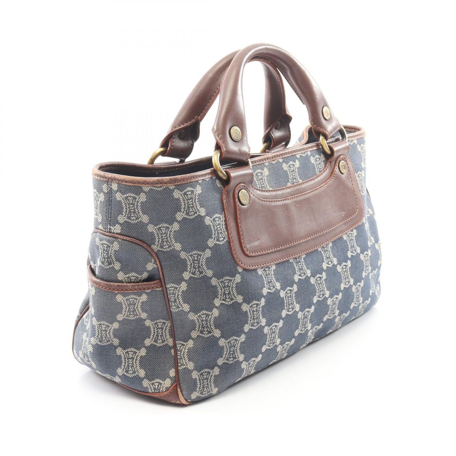 Celine Handbag Boogie Bag Paris Macadamia Blue Brown Denim Leather — view 2