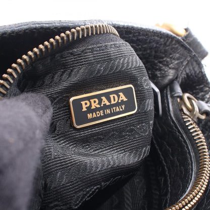 Prada Triangle Logo Black Nylon Leather Shoulder — view 4