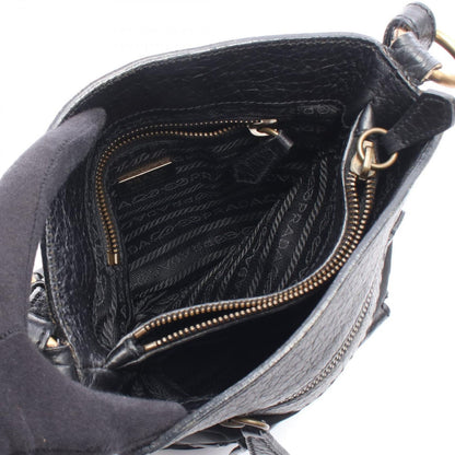 Prada Triangle Logo Black Nylon Leather Shoulder — view 3