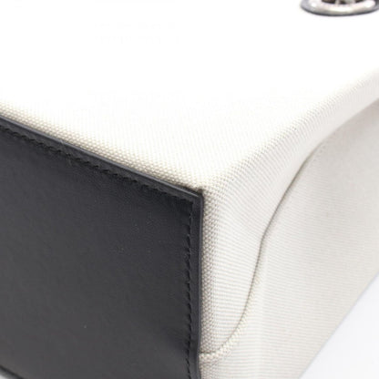 Balenciaga Tote Duty Small White Black Canvas Leather — view 5
