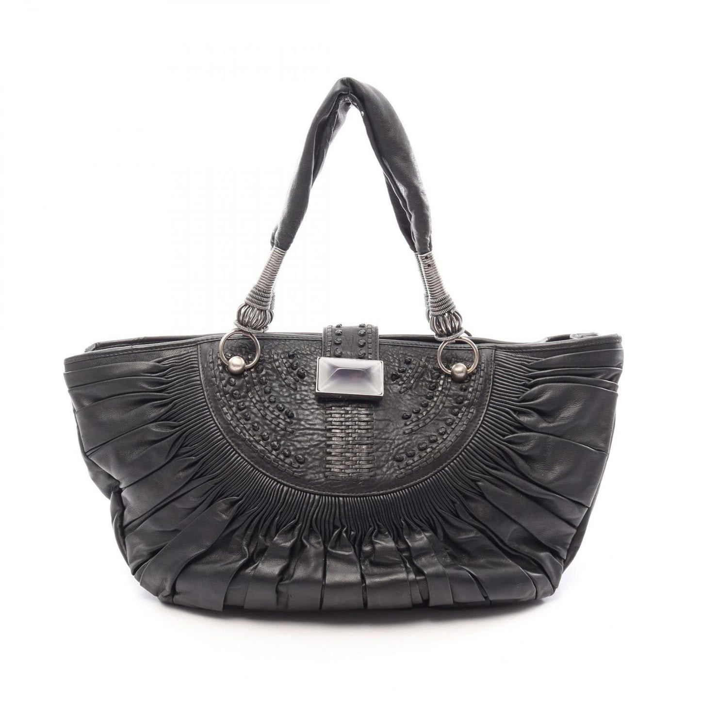 Dior Tote Prissy Gather Black Leather