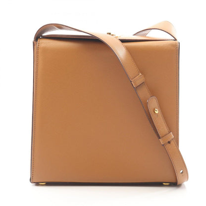 Celine Shoulder Bag Turnlock Brown Leather