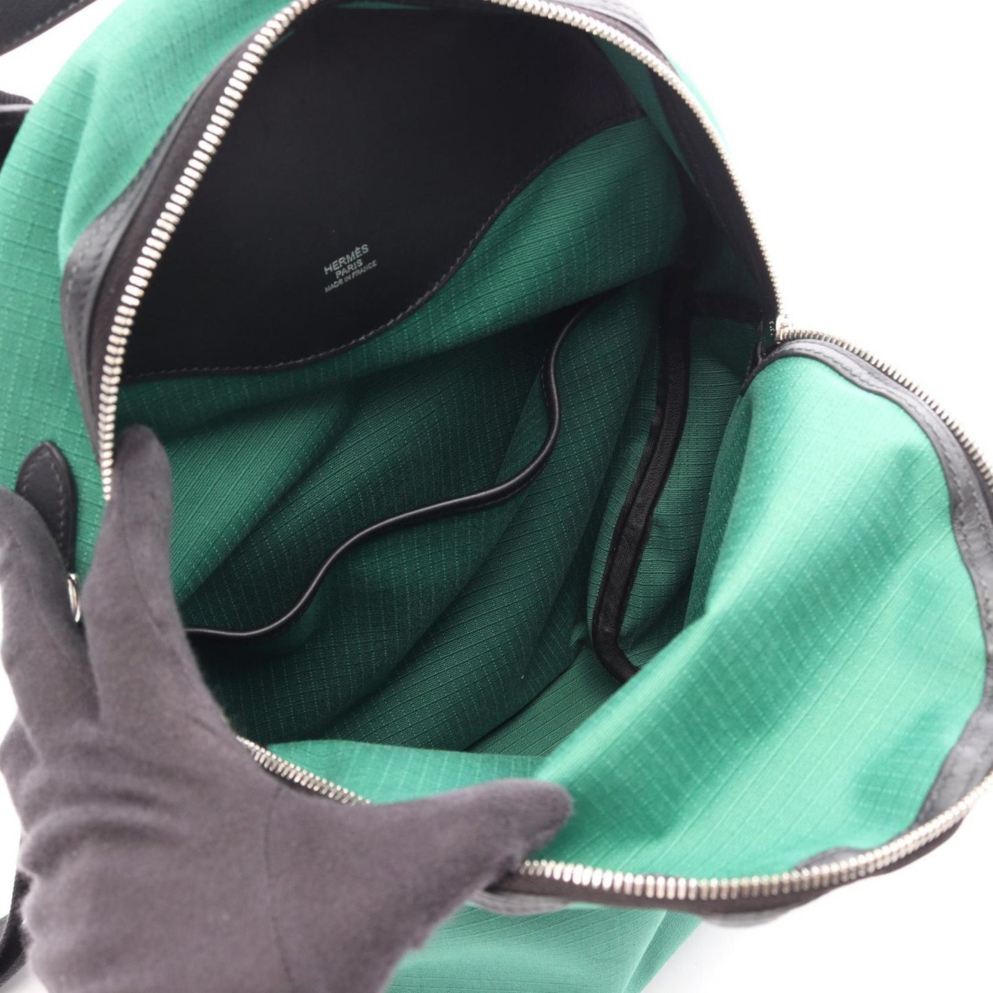 Hermes Backpack a Dos All Back Green Black Canvas Leather All T&c — view 3