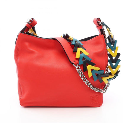 Loewe Shoulder Bag Bucket 2-Way Red Multi Leather Chain