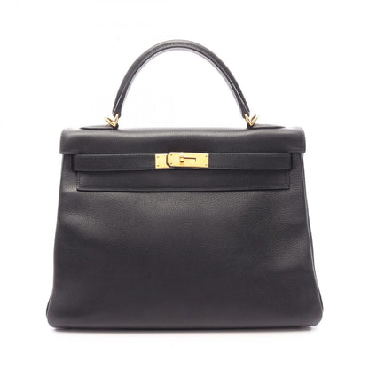 Hermes Handbag Kelly 32 Retourne 2-Way Black Leather