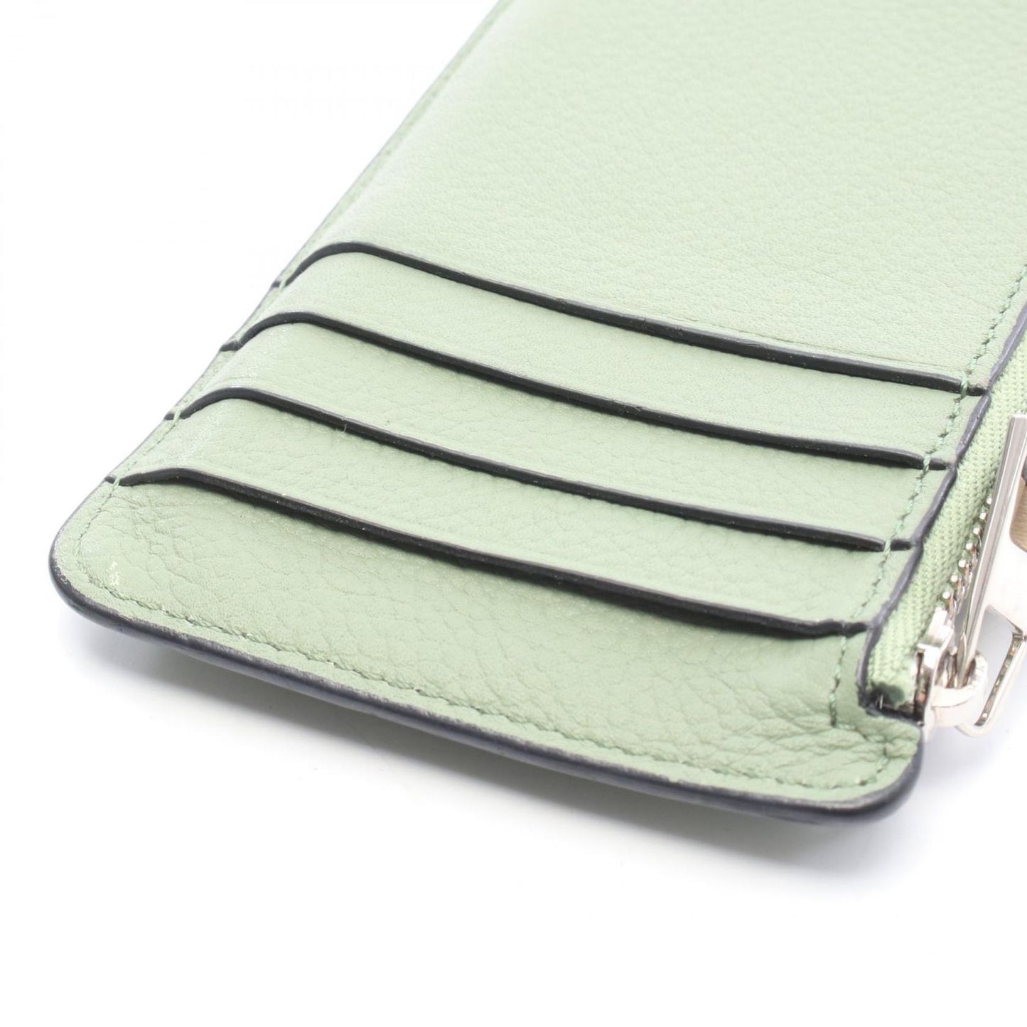 Loewe Coin Case Card Holder Green Brown Leather — view 6