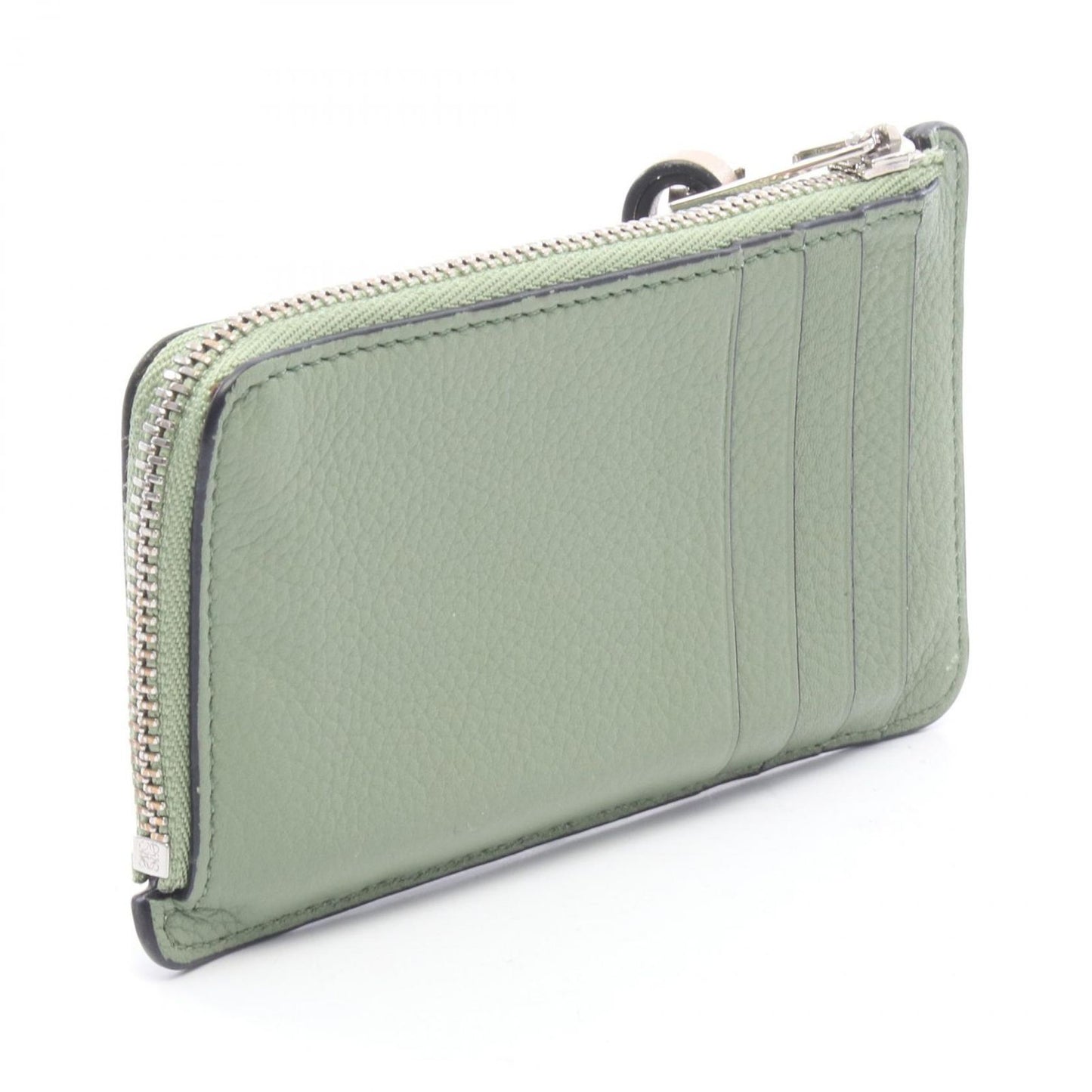 Loewe Coin Case Card Holder Green Brown Leather — view 2